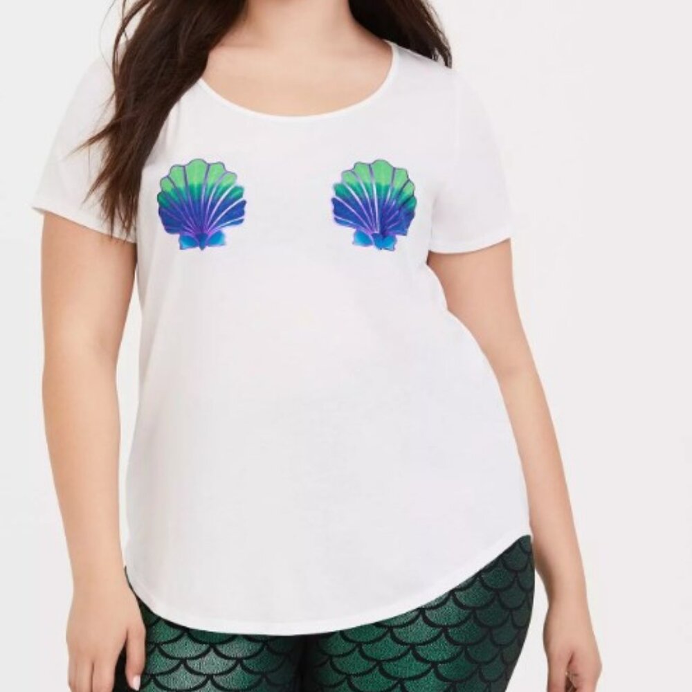 Torrid size 3 Halloween White Seashell Costume Tee/ Disney the Little Mermaid